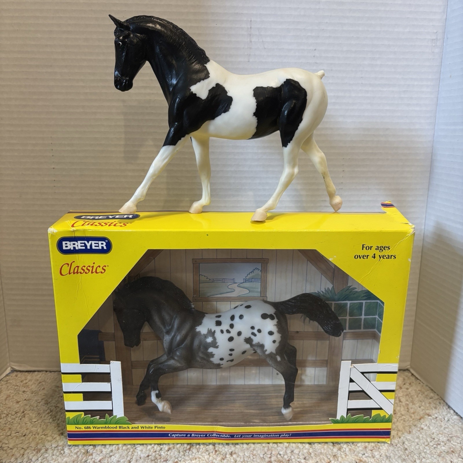 Breyer Horse Classics Rearing Appaloosa-Blue Roan 681 w Box & 686 Pinto- No Tail