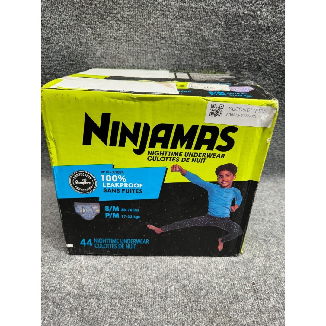Ninjamas Nighttime Bedwetting Underwear Boys Size S/M 44 Count By Pampers New