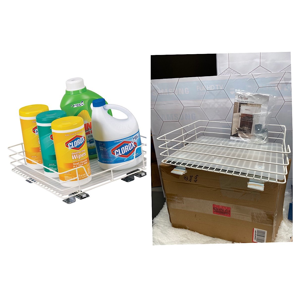Sliding Cabinet Organizer, Wire Shelf Organizer with PEVA Liner, Lightweight and