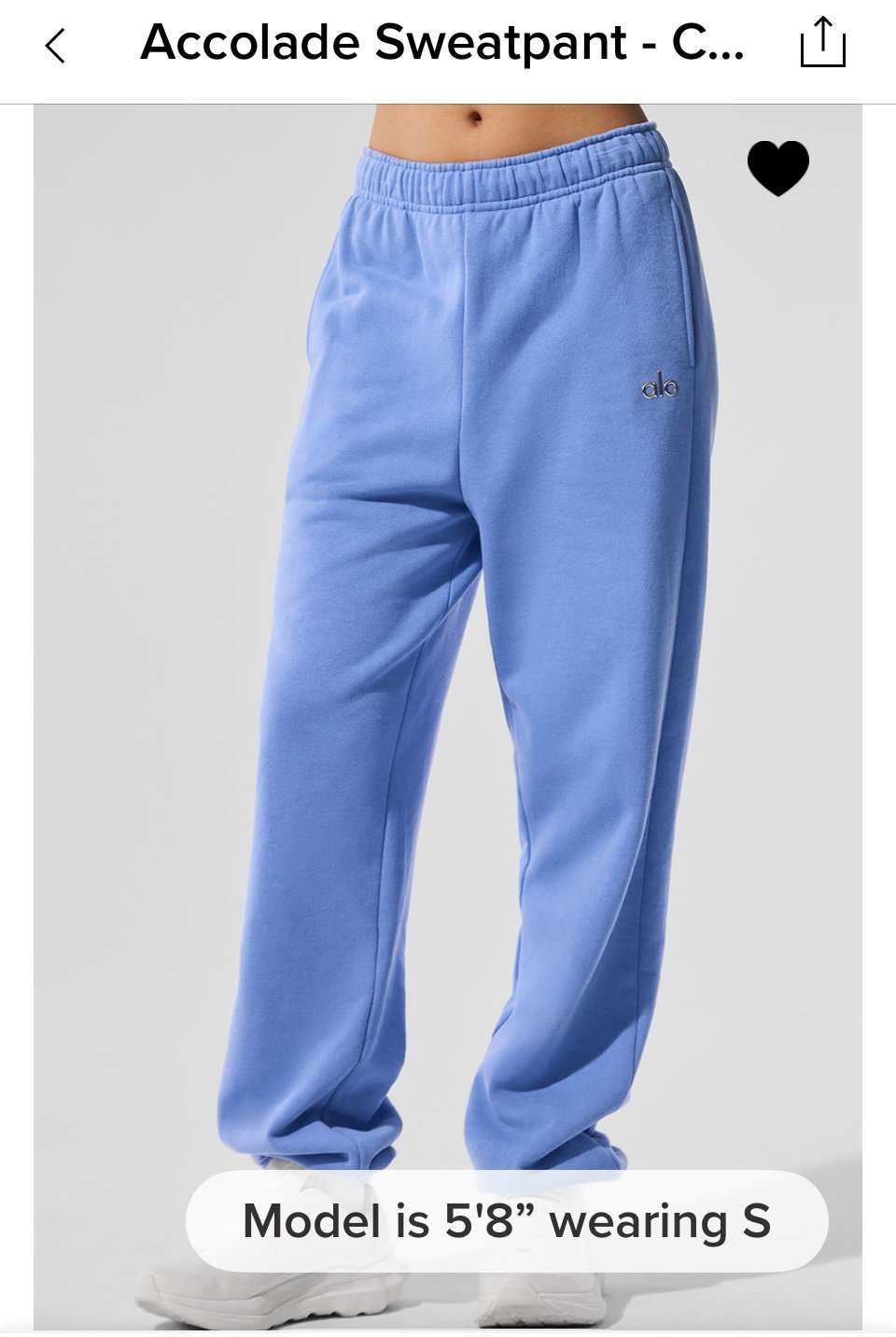 Alo Crystal Clear Blue Accolade Sweatpants NWT size Medium