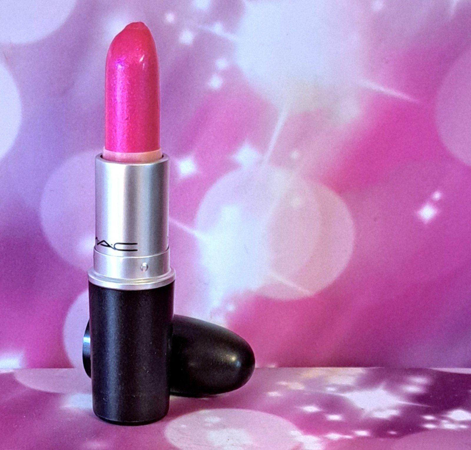 MAC Frost Lipstick Pink You Think? think hot pink shimmer
