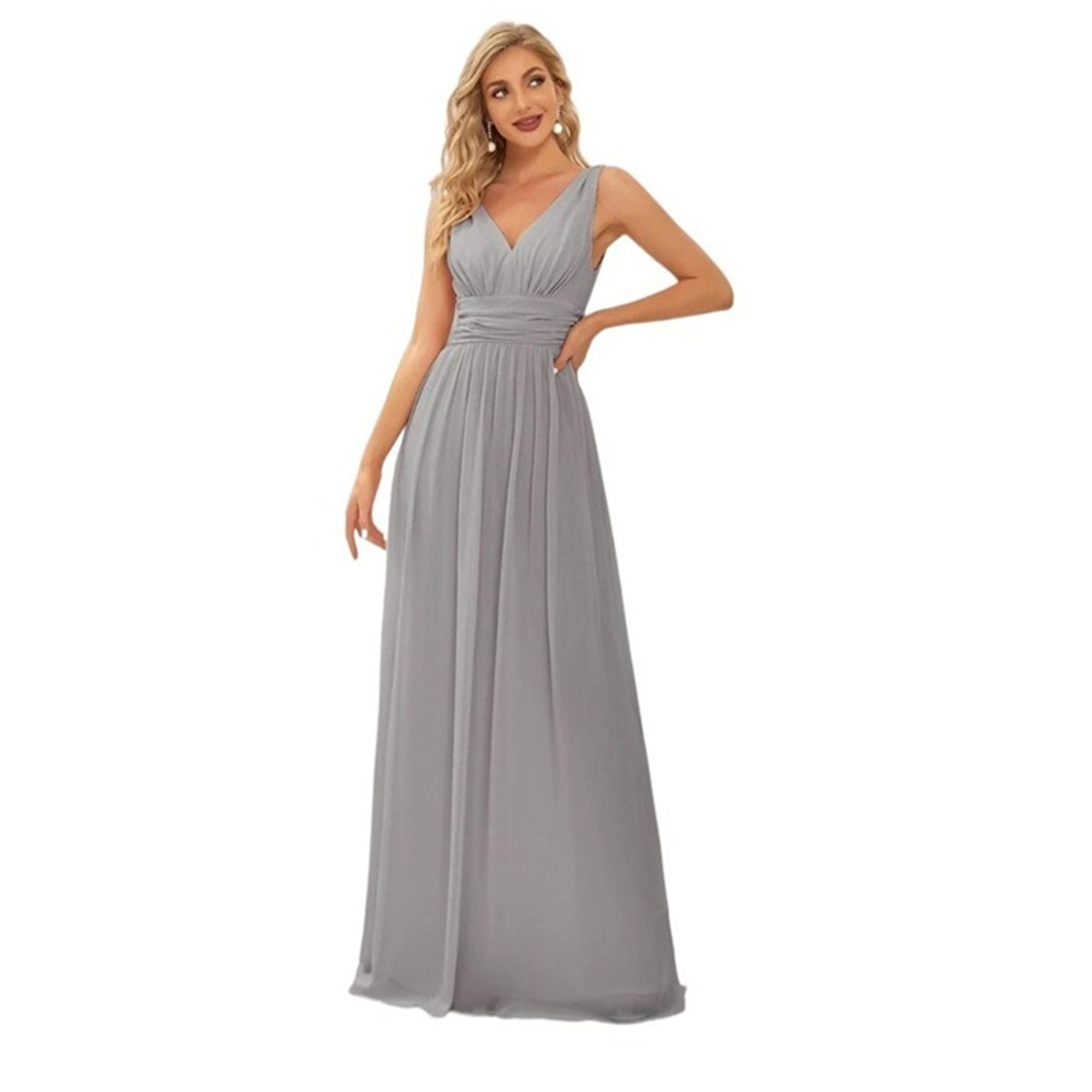 Ever Pretty NWT Gray Chiffon Fit and Flare Special Occasion Gown