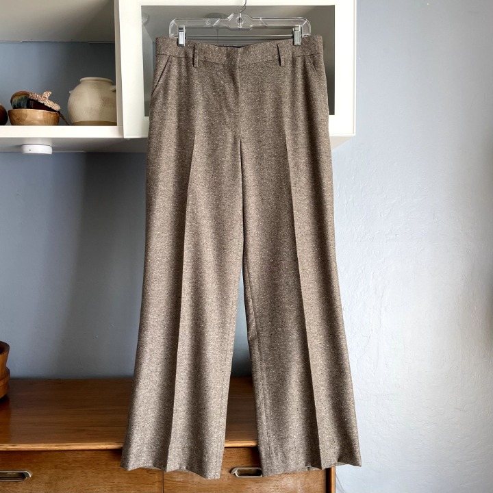 IRIS v ARNIM Wool Silk Tweed Trousers Pants Wide Leg