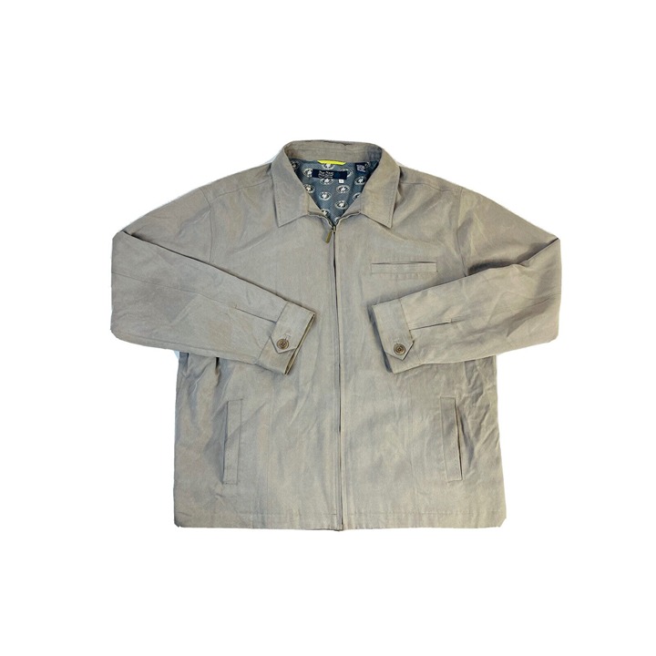 Nat Nast Mens XL Silk Zip Satin Lined Bomber Jacket Beige