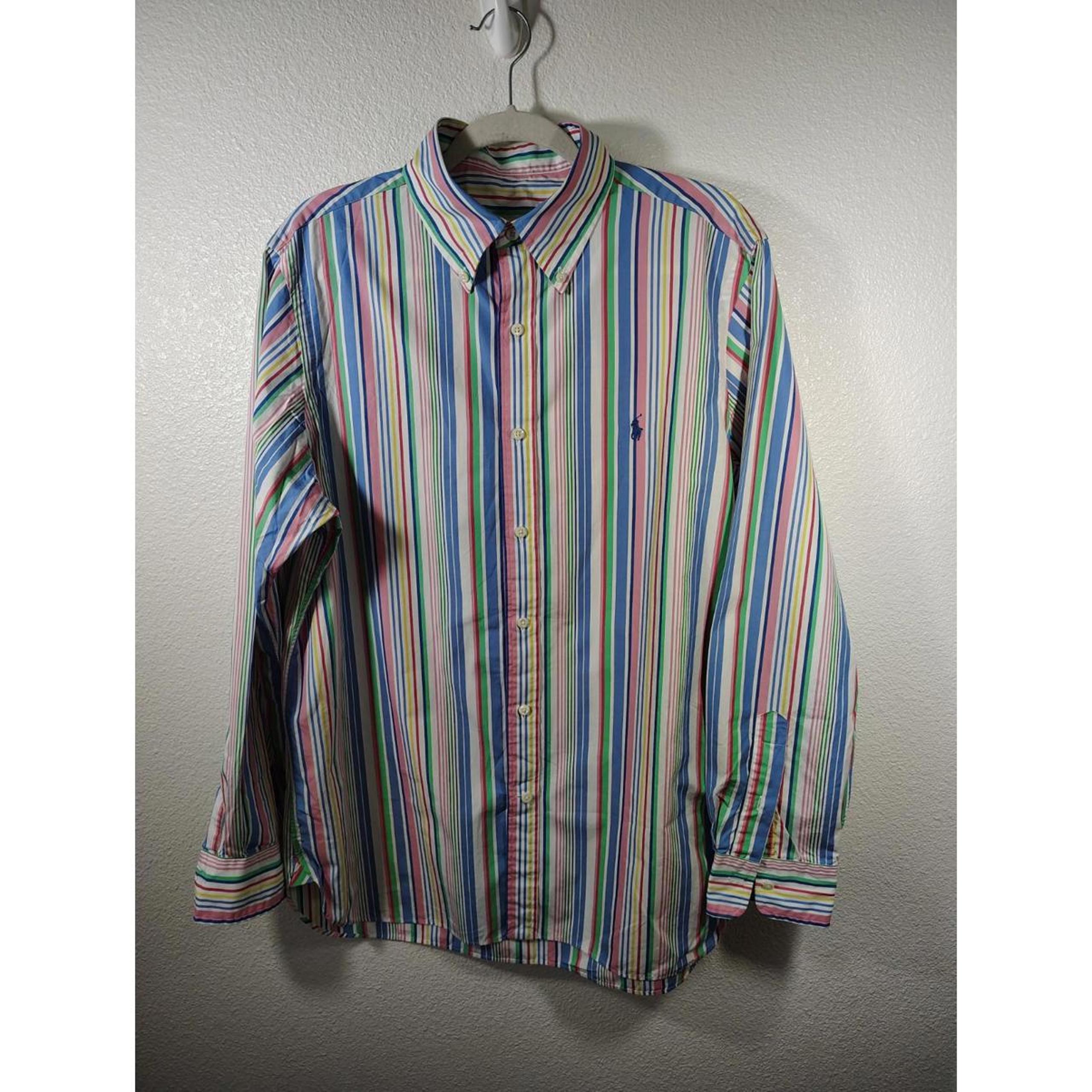 Polo Ralph Lauren Rainbow Classics Multicolor Pastel Button Down L Dress Shirt