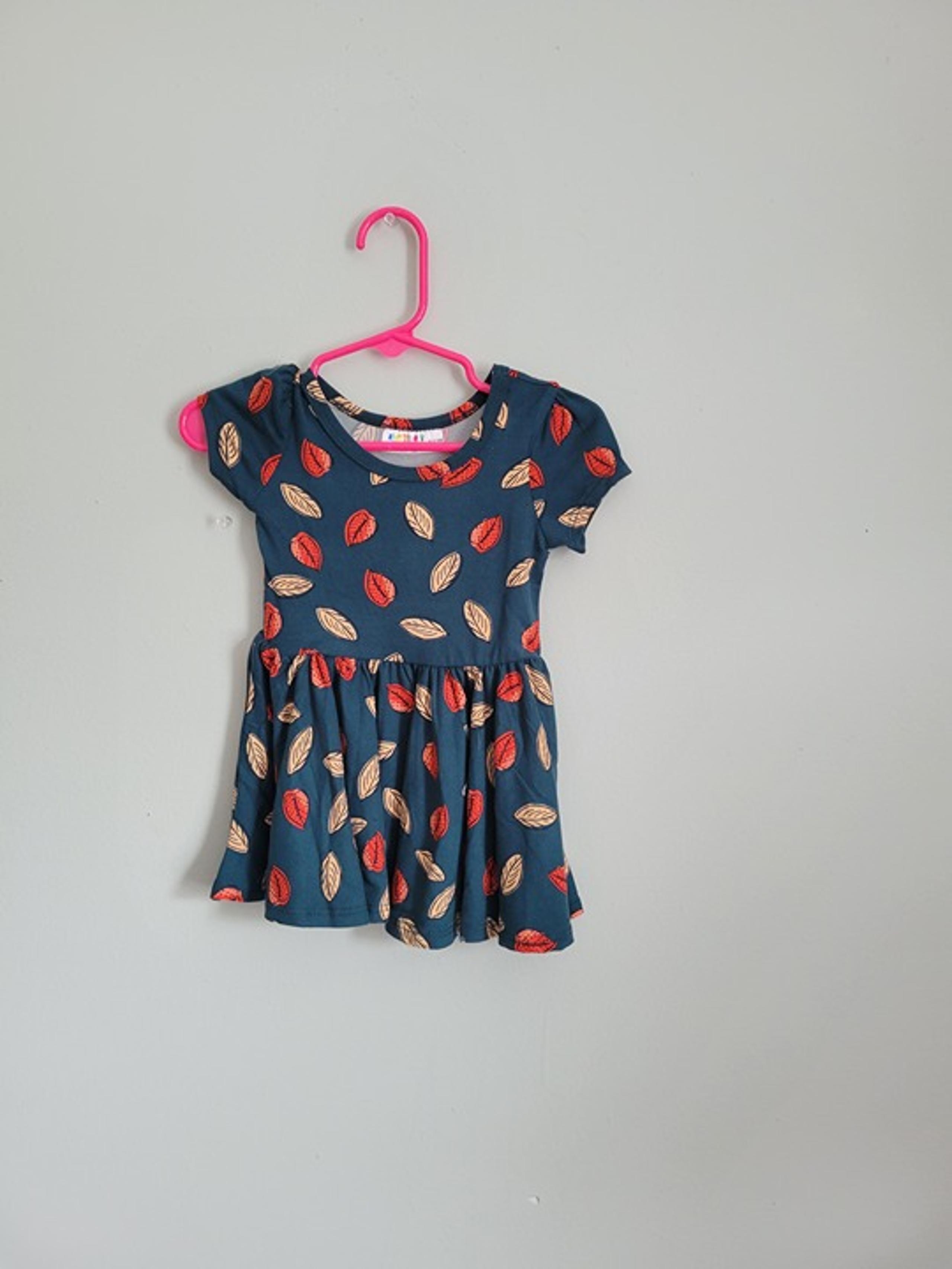 Baby Dot Dot Smile Dress Girl's 6-12mo Green Leaf Cap Sleeve Twirl Stretch NWT