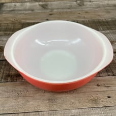 Vintage PYREX Handled Round Casserole Bowl #024 2 Qt Flamingo Pink Salmon Coral