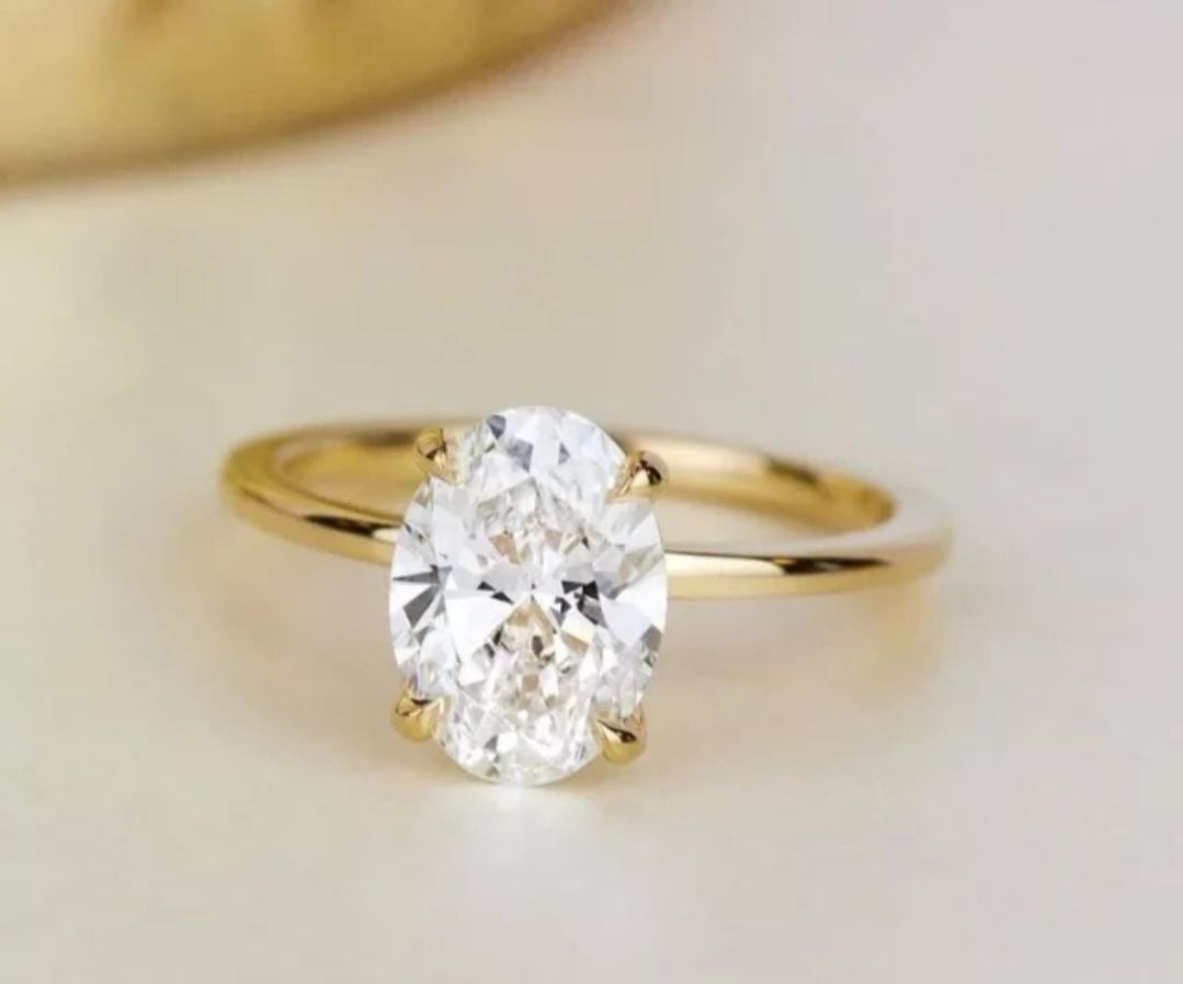 *sale* 14k Solid Yellow Gold 3CT Oval cut Engagement Ring