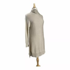 Soft Surroundings Metro Turtleneck S Tunic Sweater Wool Cashmere Blend Beige