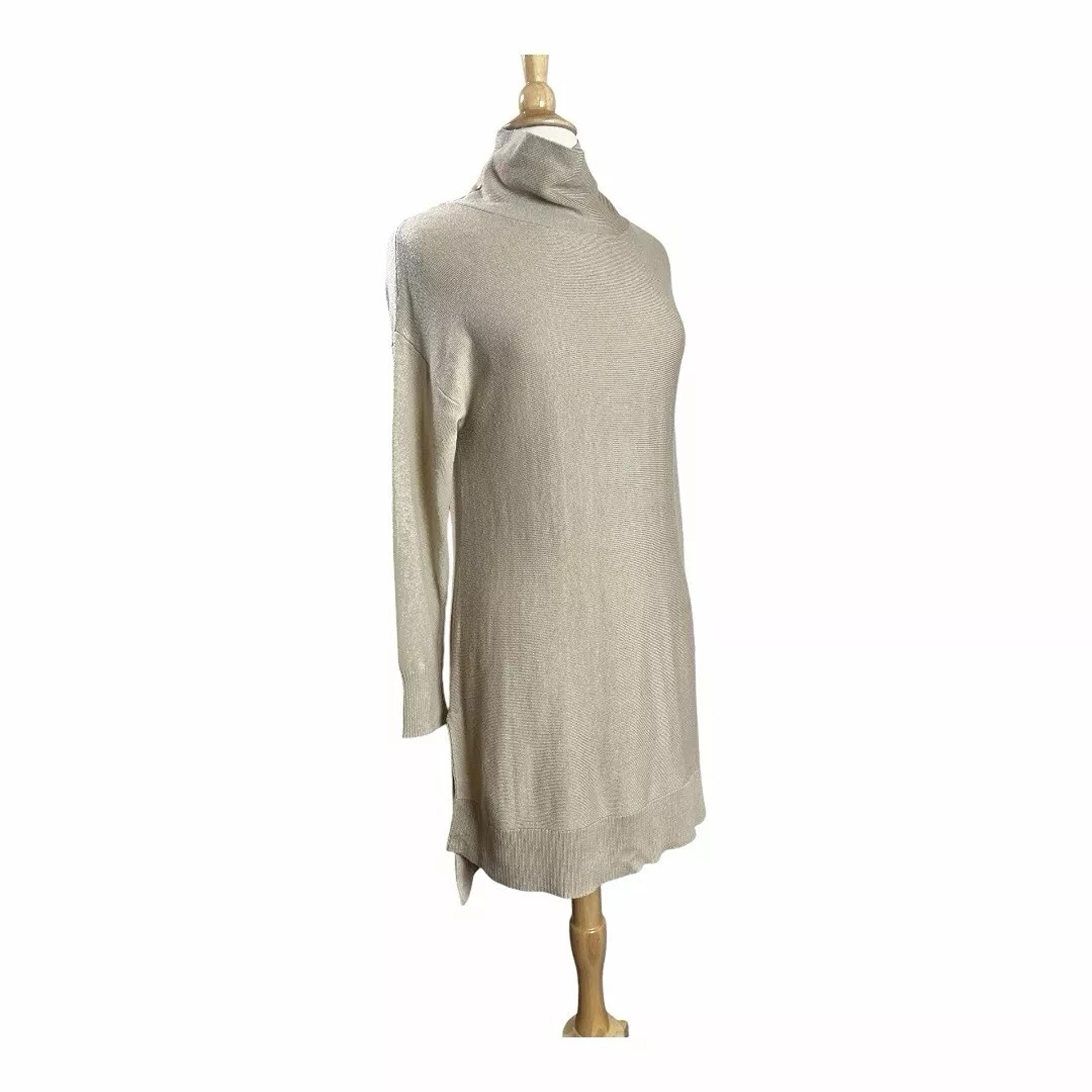 Soft Surroundings Metro Turtleneck S Tunic Sweater Wool Cashmere Blend Beige