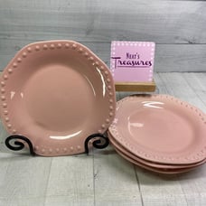 Elegant Dining CHARISMA COLLECTION Pink Beaded Stoneware Salad Plates Set of 4