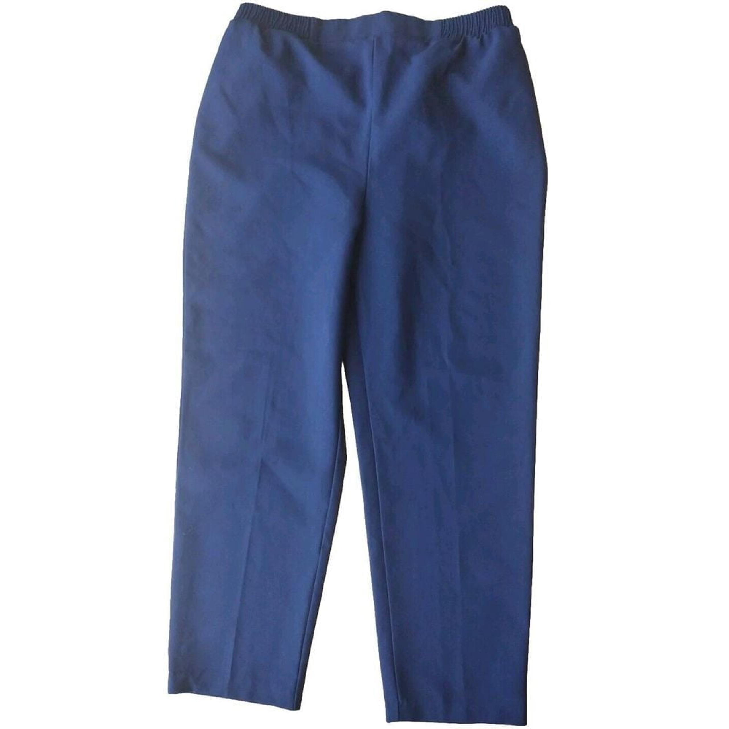 Monterey Canyon Pants Women 12 Navy Elastic Waist Pull On 100% Polyester Casual