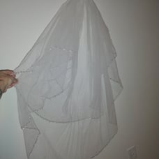 White wedding veil with rhinestones