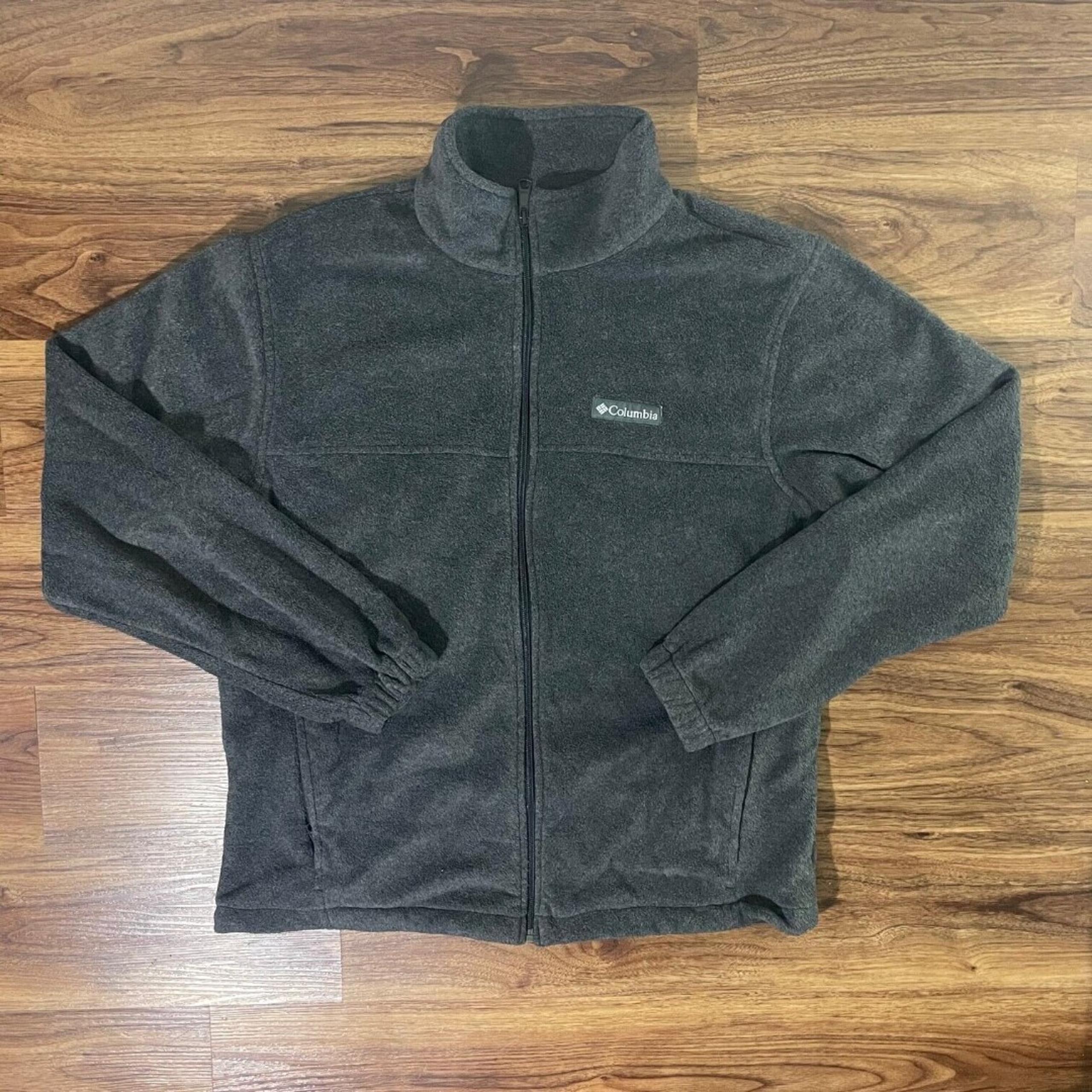 Columbia Full Zip Up Long Sleeve Fleece Mock Neck Gray Outdoor Sweater Women LG