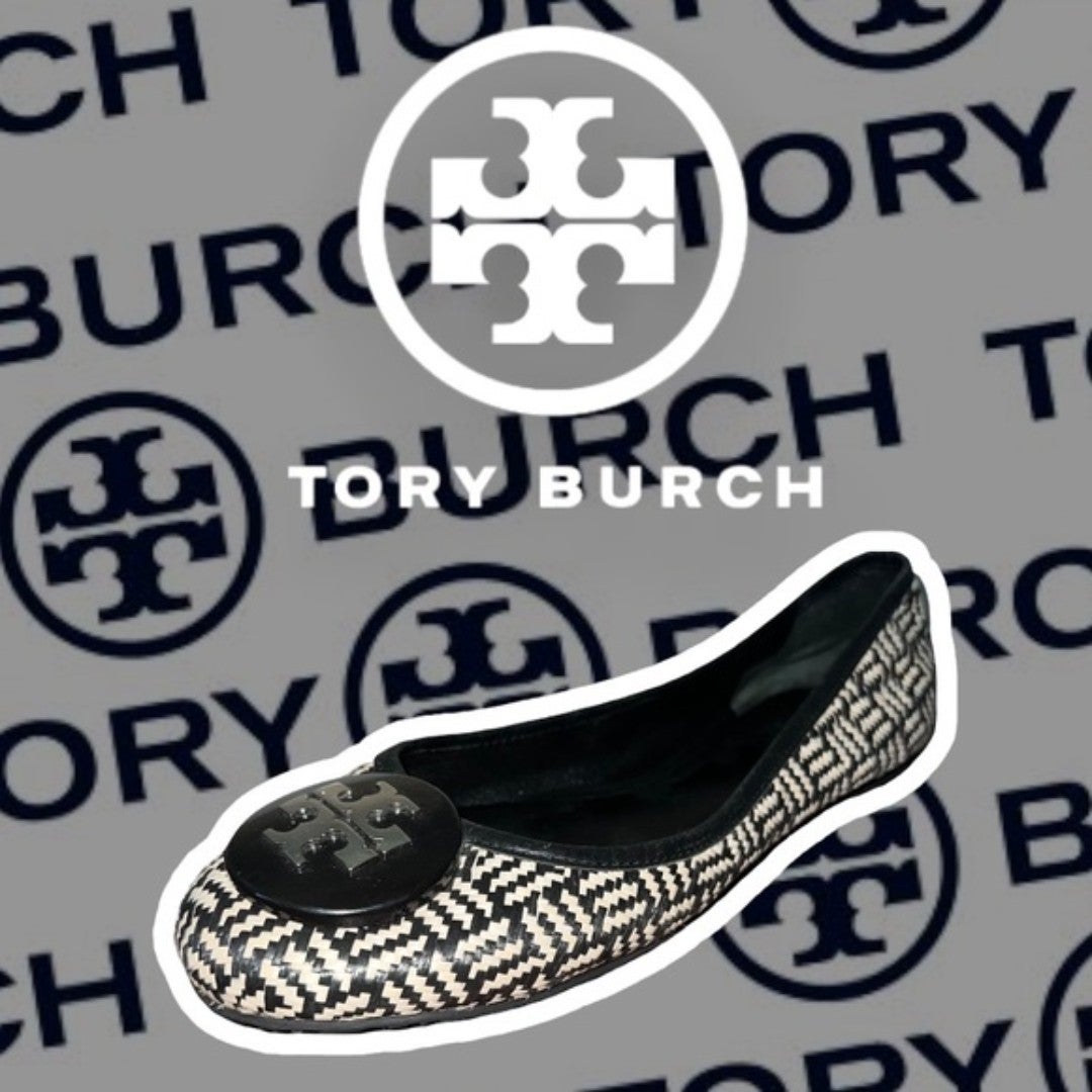Tory Burch White & Black Flats