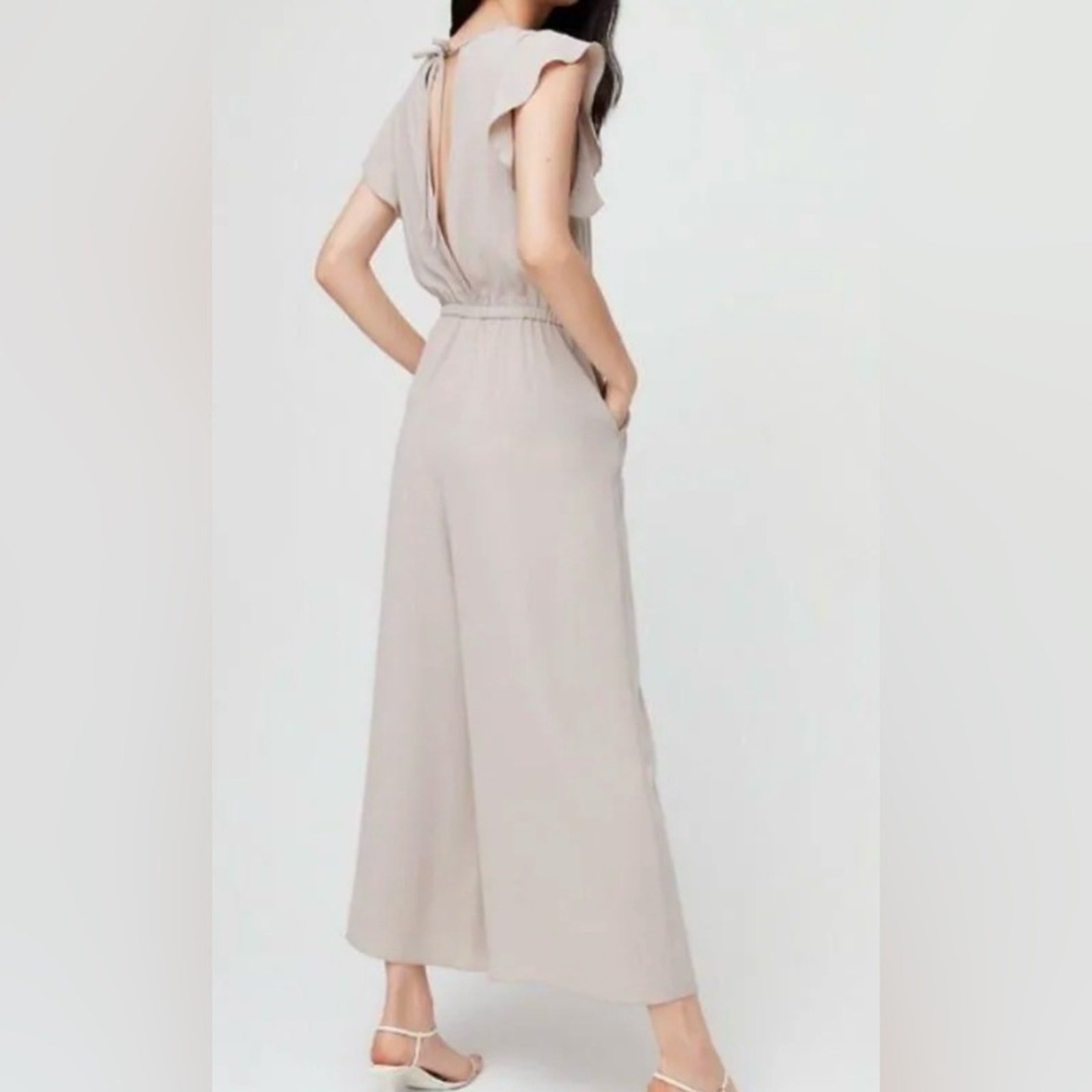 WILFRED | Aritzia Fleurette Lucite Ruffled Wide Leg Cropped Jumpsuit | Size S