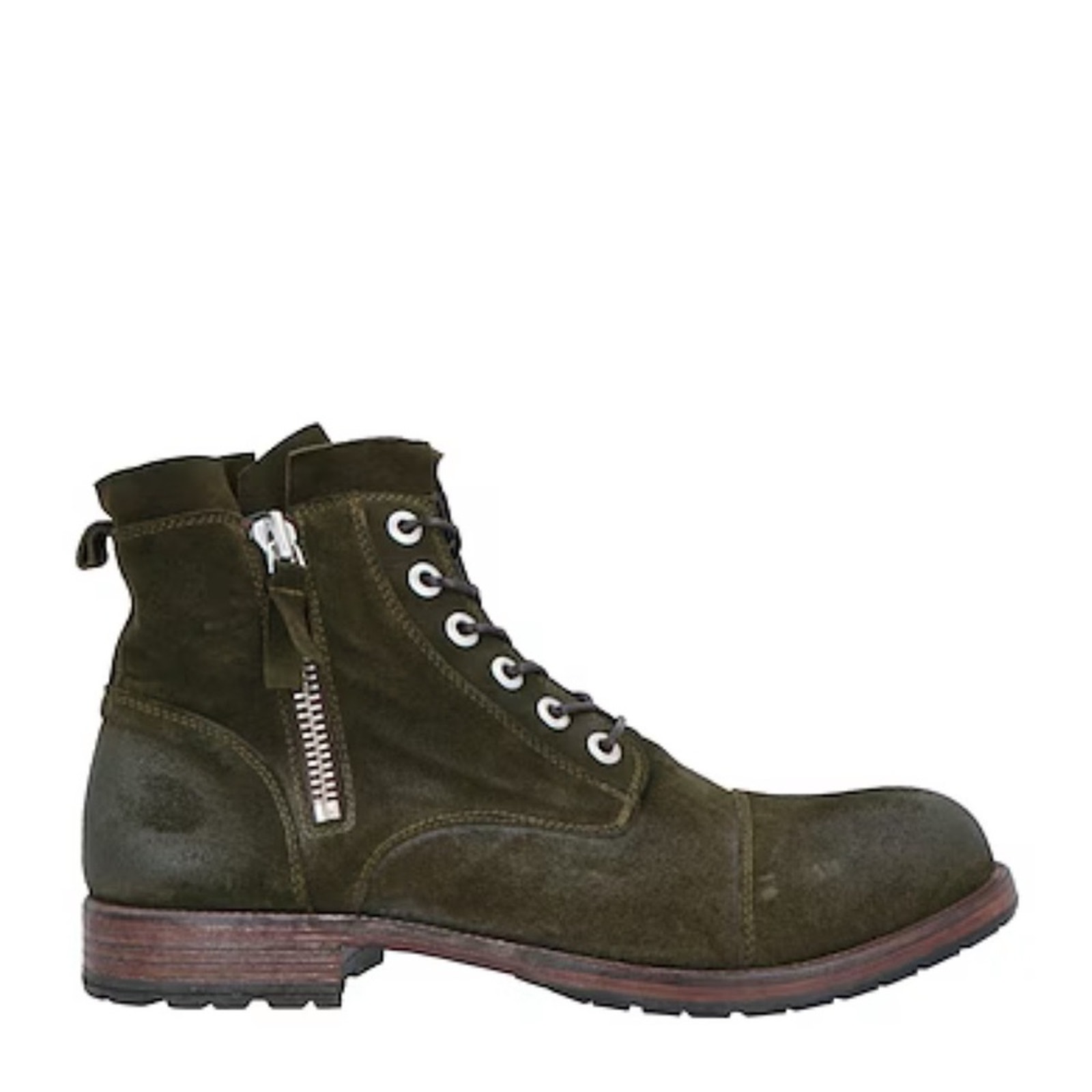 MOMA Military Green Suede Ankle Boots