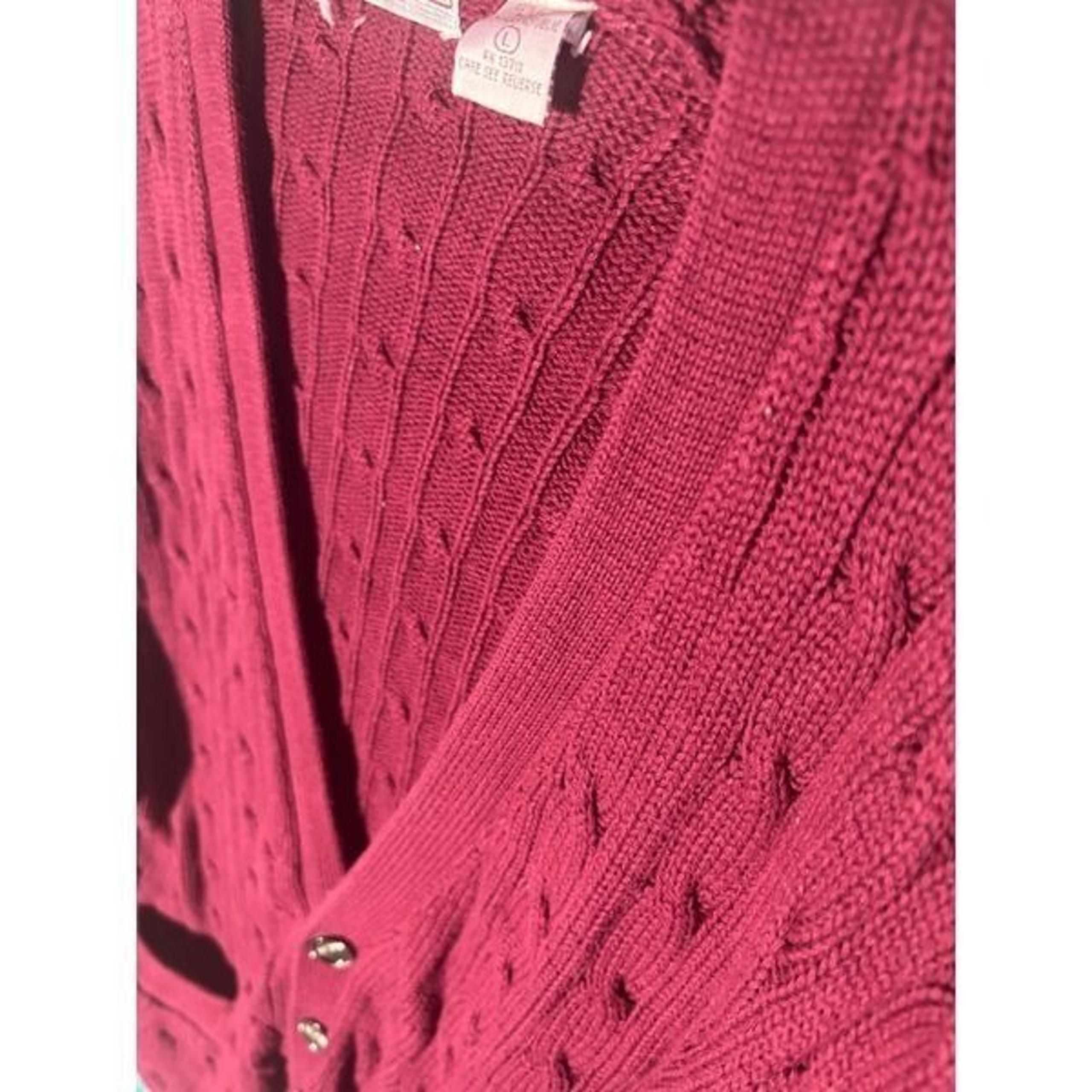 Burgundy VNeck Cardigan Sweater with Pockets Size Large EPC Excell - John Ashford