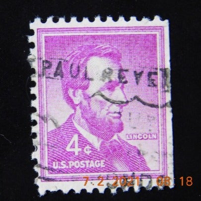 RARE Abraham Lincoln 4 Cent Stamp Cancelled with Paul Revere Overprint