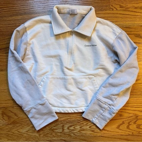 Outdoor Voices color block crop half zip collared pullover size XS