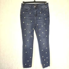 Judy Blue Womens 13/31 High Rise Skinny Jeans Star Embroidery Stretch 5 Pockets