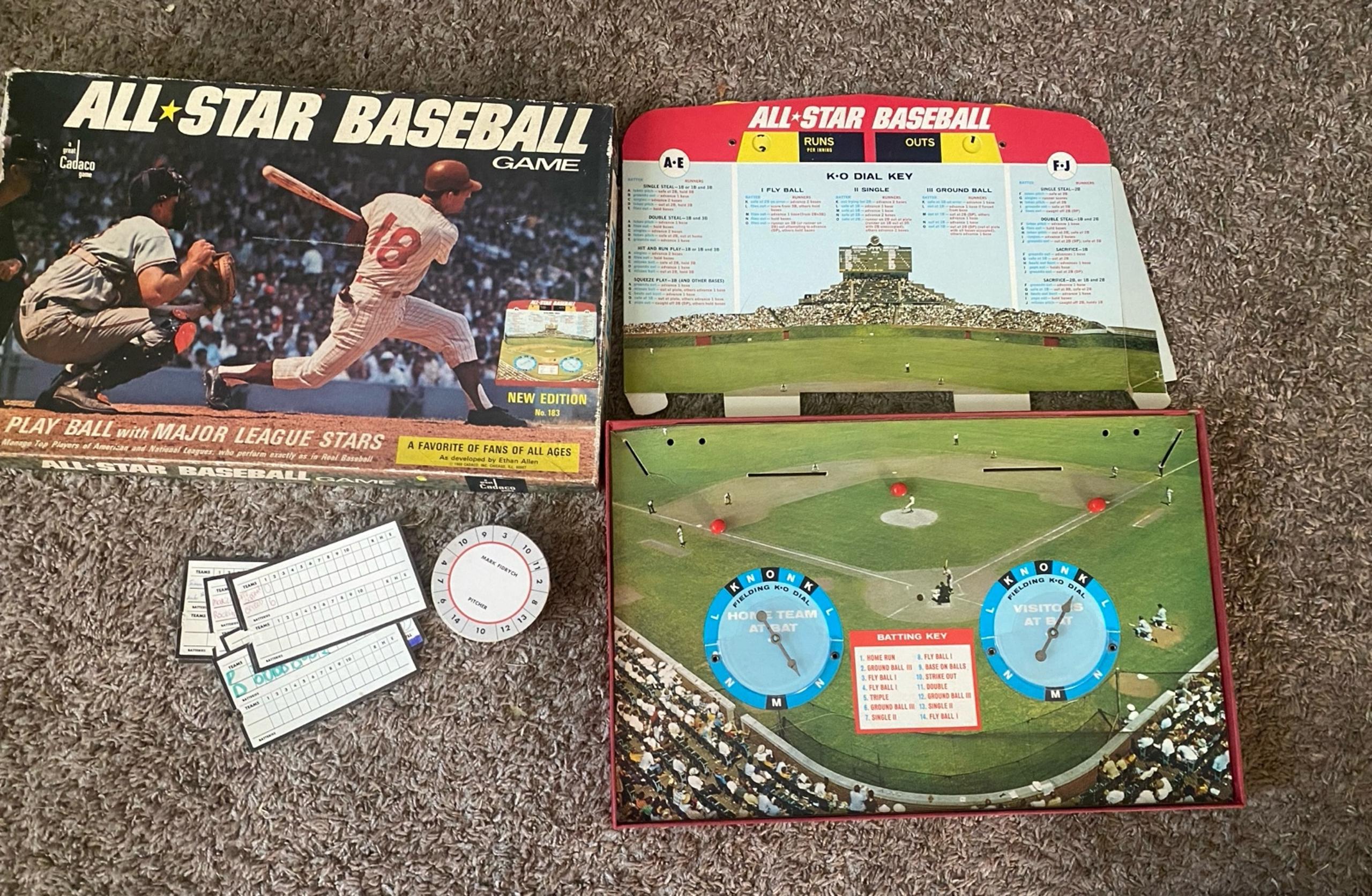 Vintage 1968 All Star Baseball Board Game Cadaco 63 Discs With 3 pegs