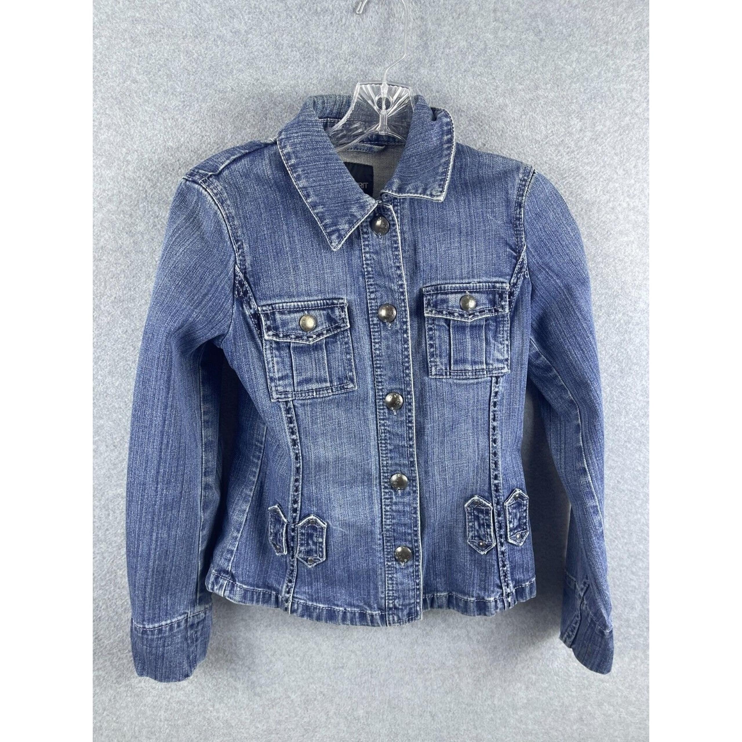 Esprit Jean Jacket Women's 4 Blue Medium Wash Buttons Front Pockets 90s Retro