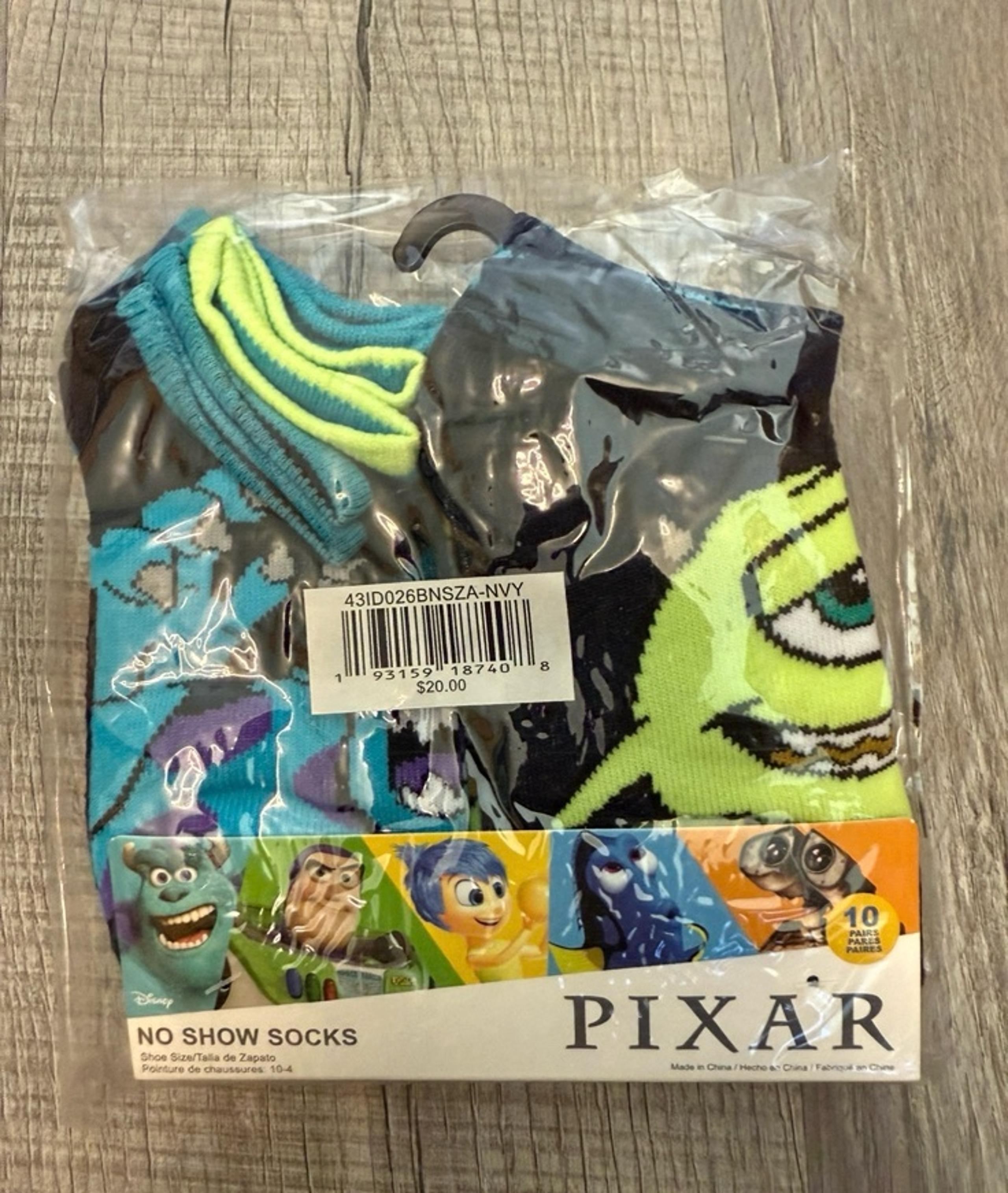 10 pack Pixar No Show socks big boys’ shoe size 10-4 new Monsters Inc - Disney