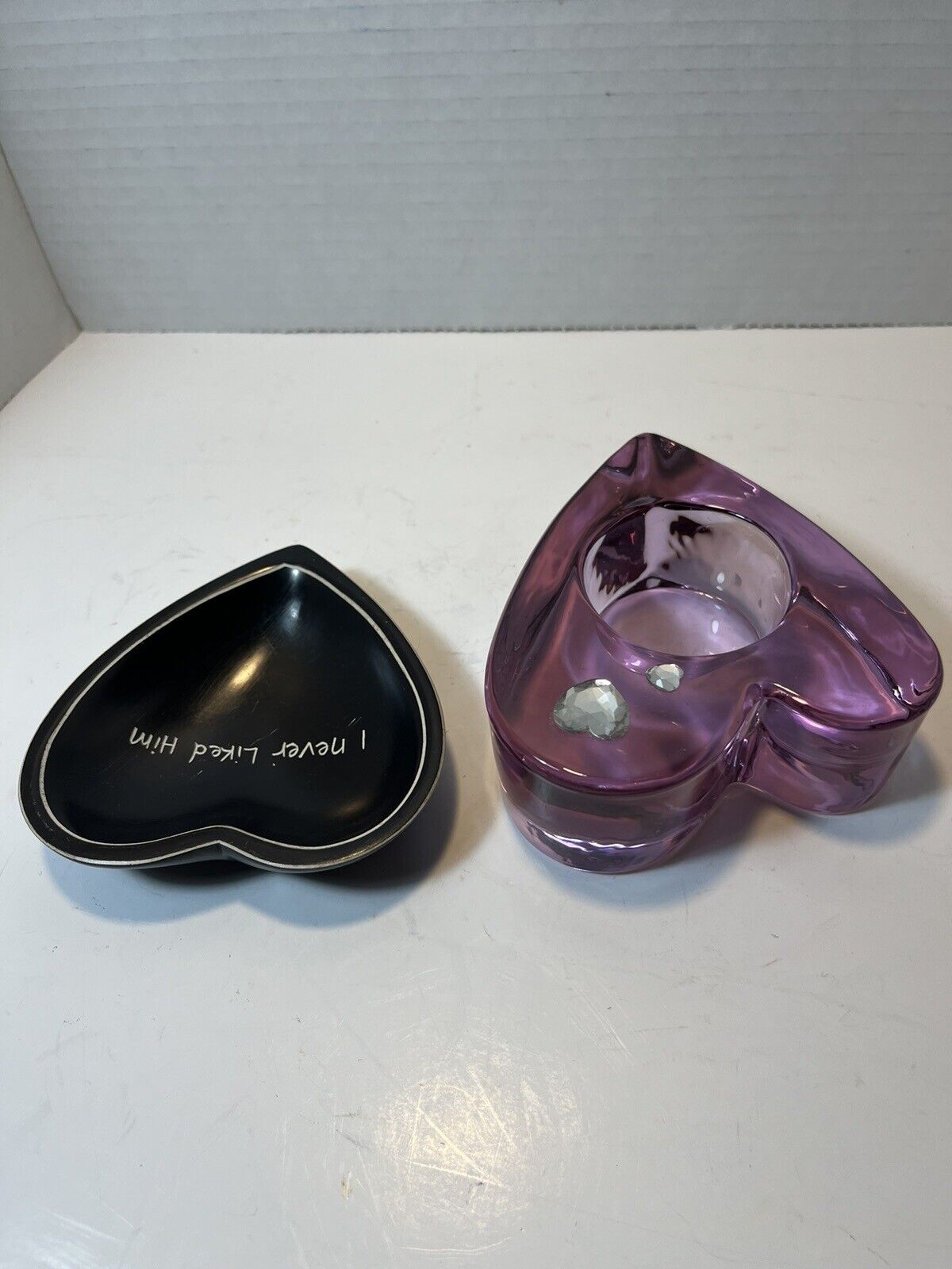 PartyLite PURPLE PASSION glass HEART shaped tealight holder