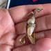 Ciner brooch bird heron vintage 1950s turquoise rhinestones red signet rare
