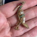 Ciner brooch bird heron vintage 1950s turquoise rhinestones red signet rare