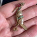 Ciner brooch bird heron vintage 1950s turquoise rhinestones red signet rare