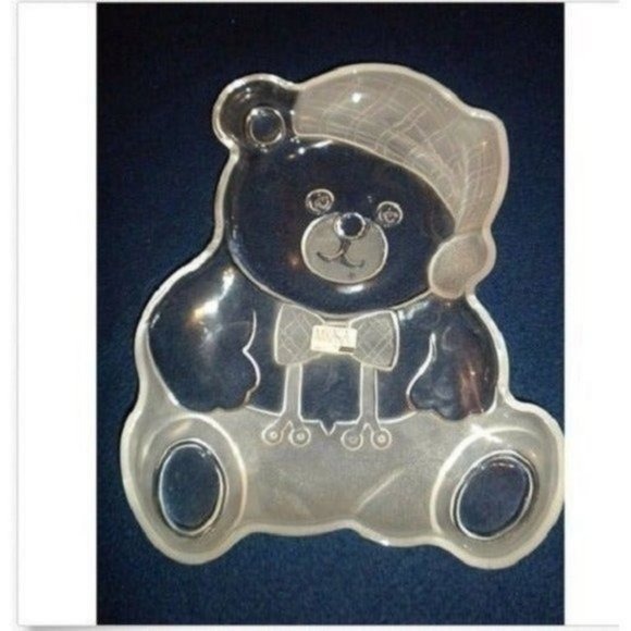 Mikasa Dish CRYSTAL Glass Serving Platter Teddy Bear Holiday Plate Party