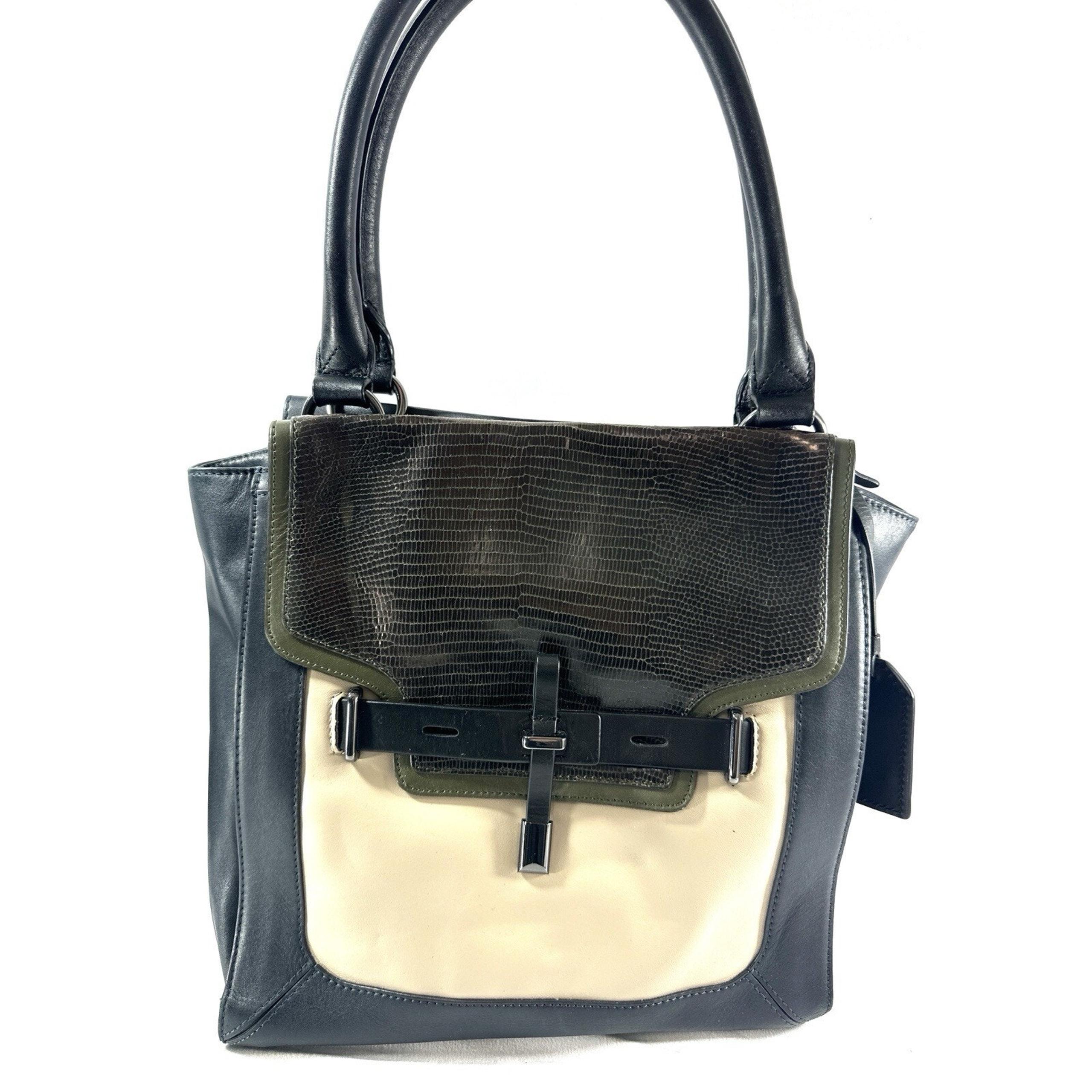 Vince Camuto Leather Handbag Tri Color Shoulder Bag Purse Blue, Green, Cream