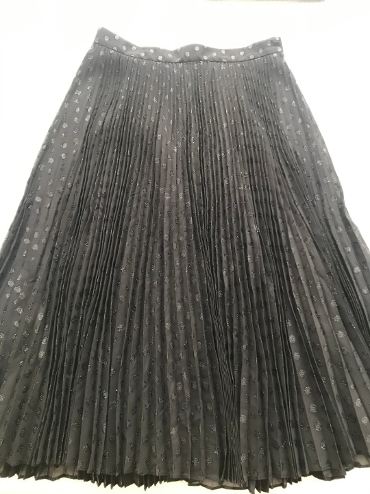 Haute Hippie PolkaDot Midi Skirt 8 Black