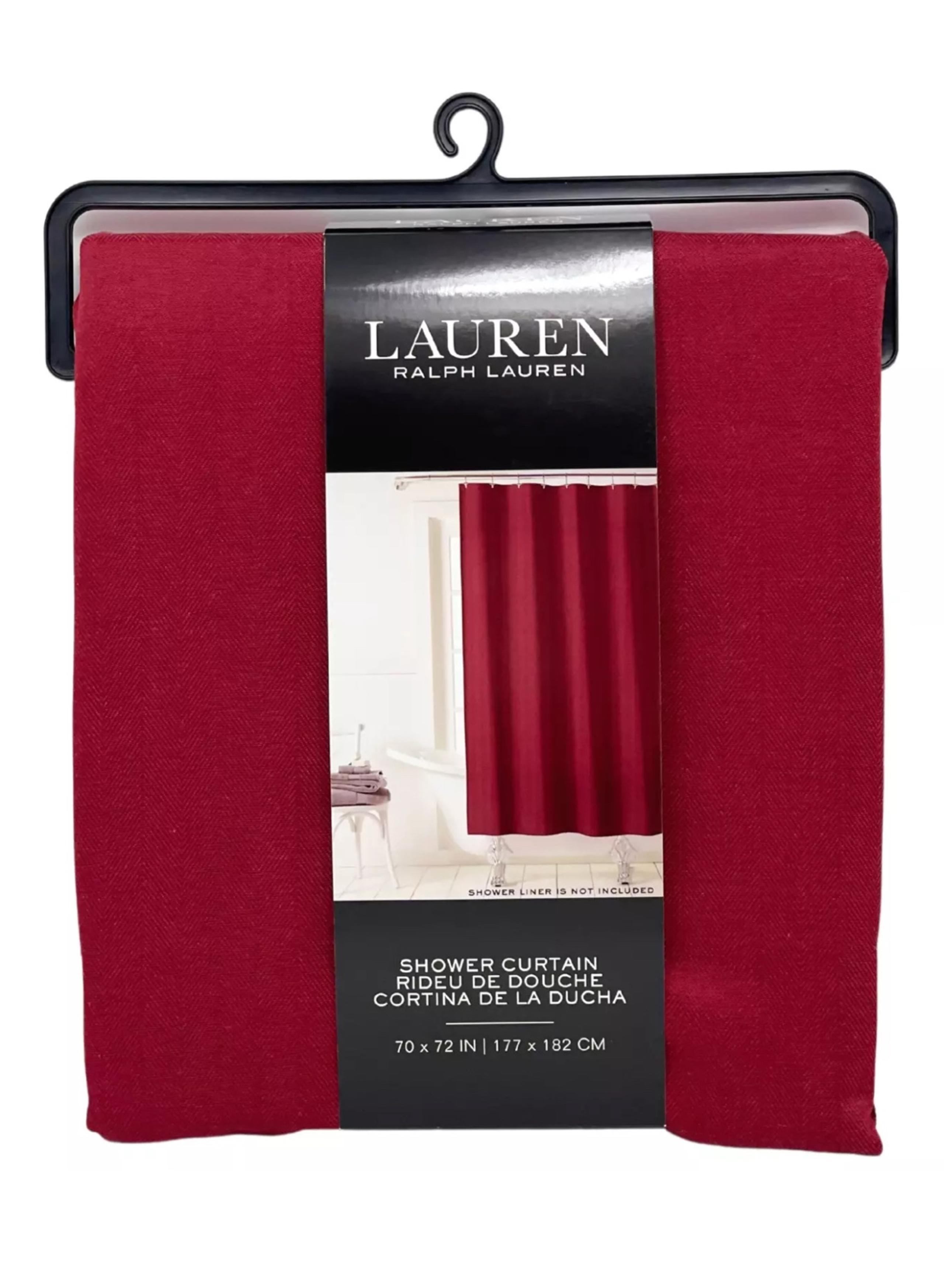 RALPH LAUREN 70" x 72" Solid Red Cotton Blend Luxury Designer Shower Curtain NEW