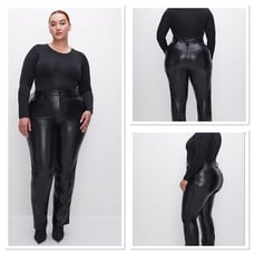 NWT Good American Faux Leather Good Icon Pants in Black Women Plus Size 24