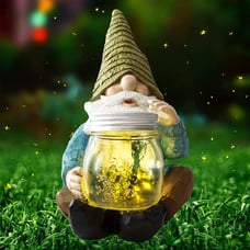 Solar Firefly Jar Gnome Solar Outdoor LED Lights