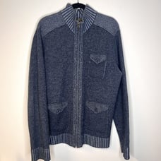 Blue Pronto Uomo 100% Wool Full Zip Cardigan Sweater Jacket size xl