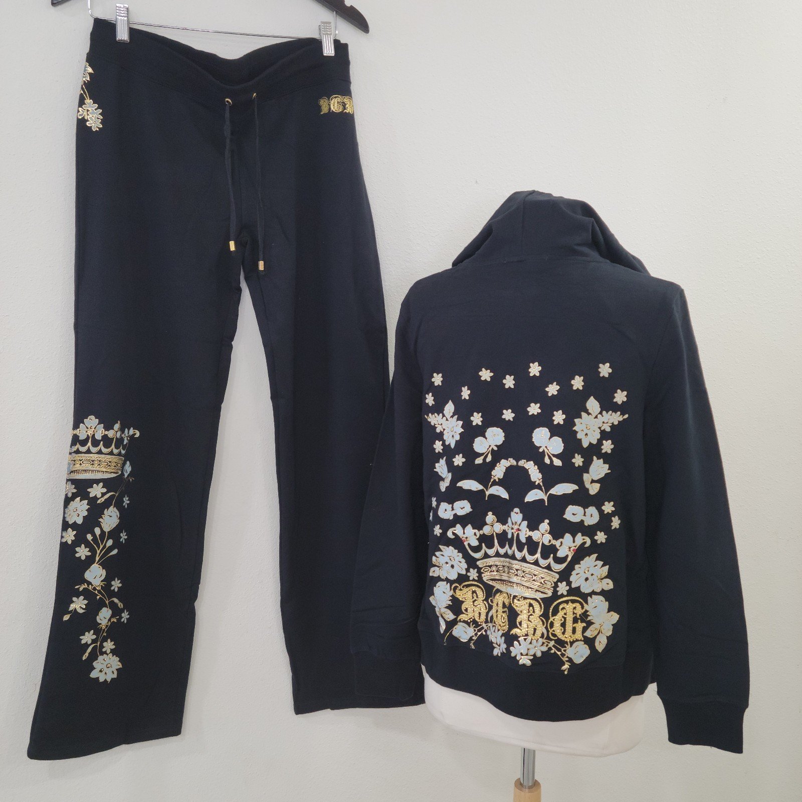 BCBGMAXAZRIA Black and gold Y2K tracksuit