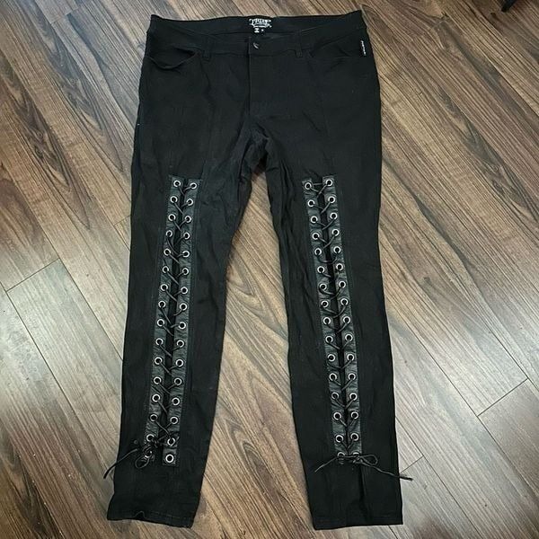 Tripp NYC black vegan lace up pants 18