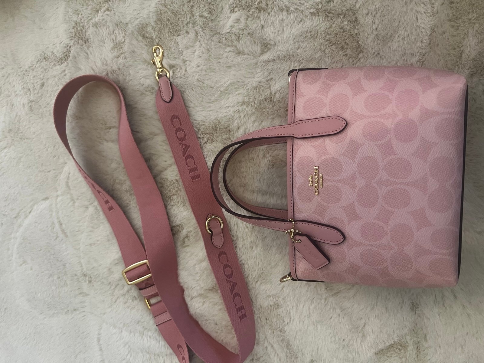 Coach mini city tote powder pink
