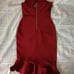 Elegant Red Sleeveless Zip-Up Dress with Ruffle Hem
