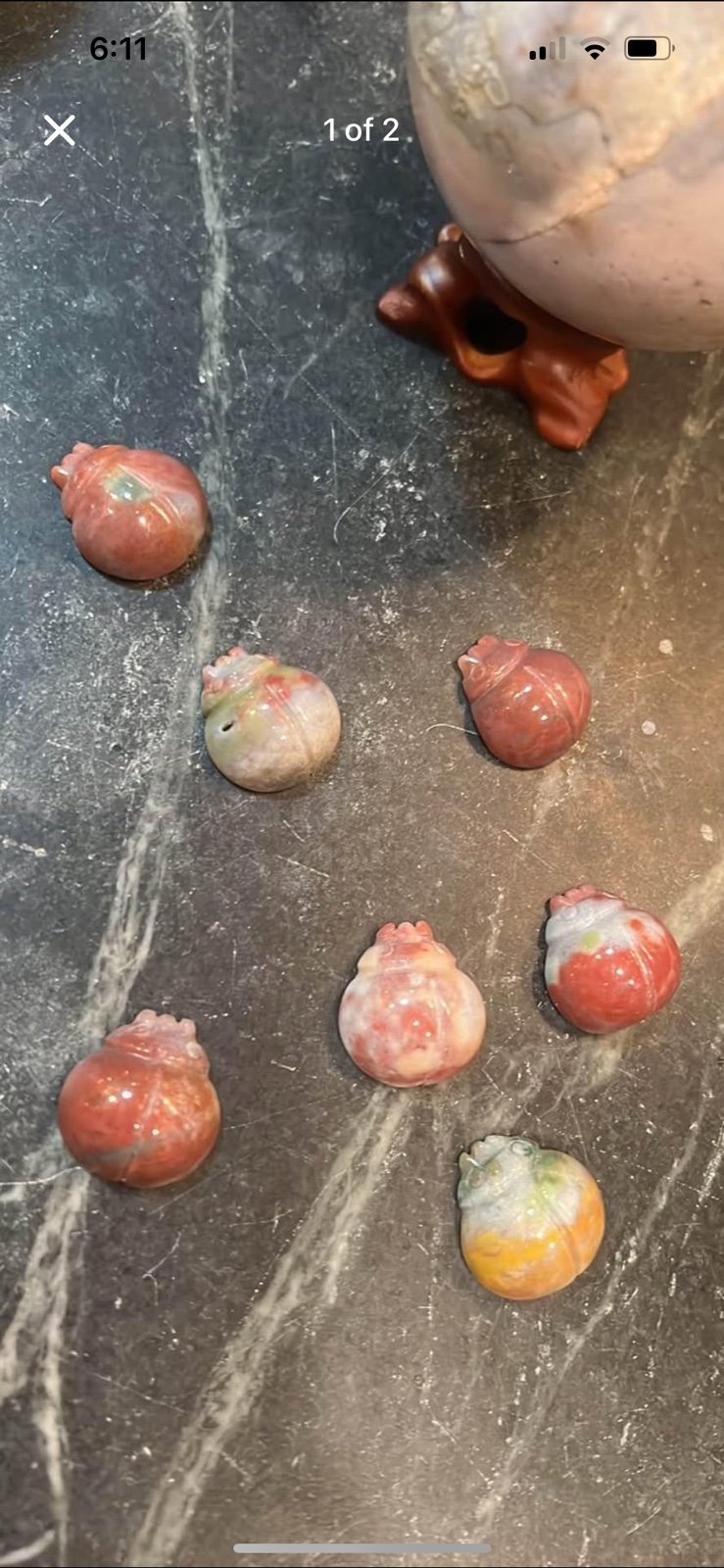Ocean Jasper healing crystal ladybug carvings