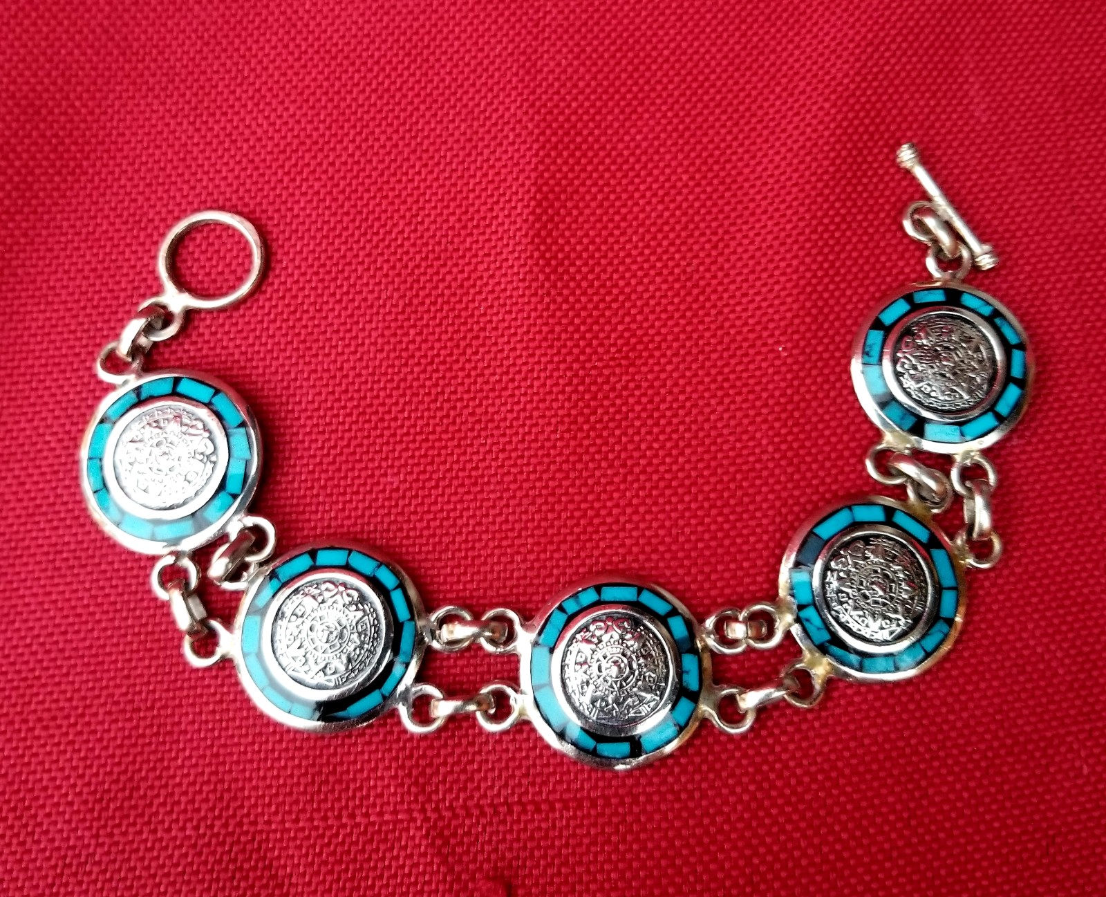 Vintage Solid 925 Silver Turquoise Bracelet