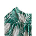 HMJ 2Pc Set Top & Skirt Green Tropical Leaves Dolman Sleeve Vtg 80s Womens Sz 36