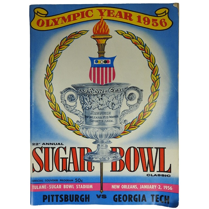 1956 Sugar Bowl Panthers vs Georgia Tech Unmarked Program~BOBBY GRIER FOOTBALL