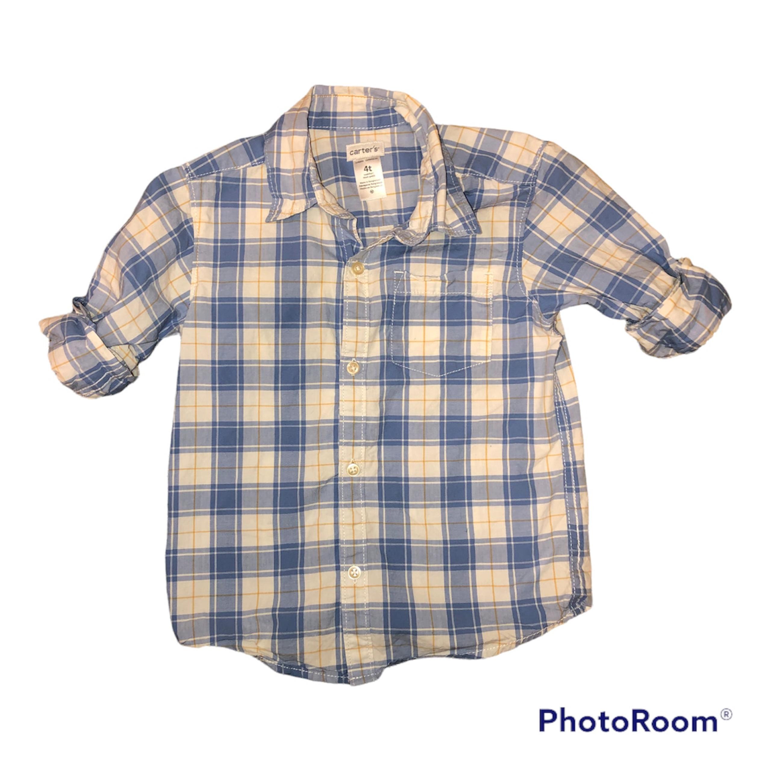 Carter's Blue & Yellow Plaid button up shirt, 4T, VGUC