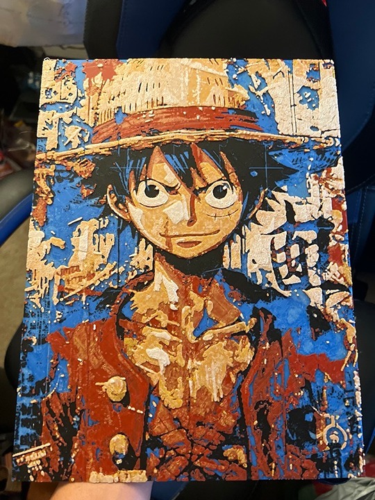 Luffy King of the Pirates Wall Art | One Piece Anime Decor | Splatter Art Style