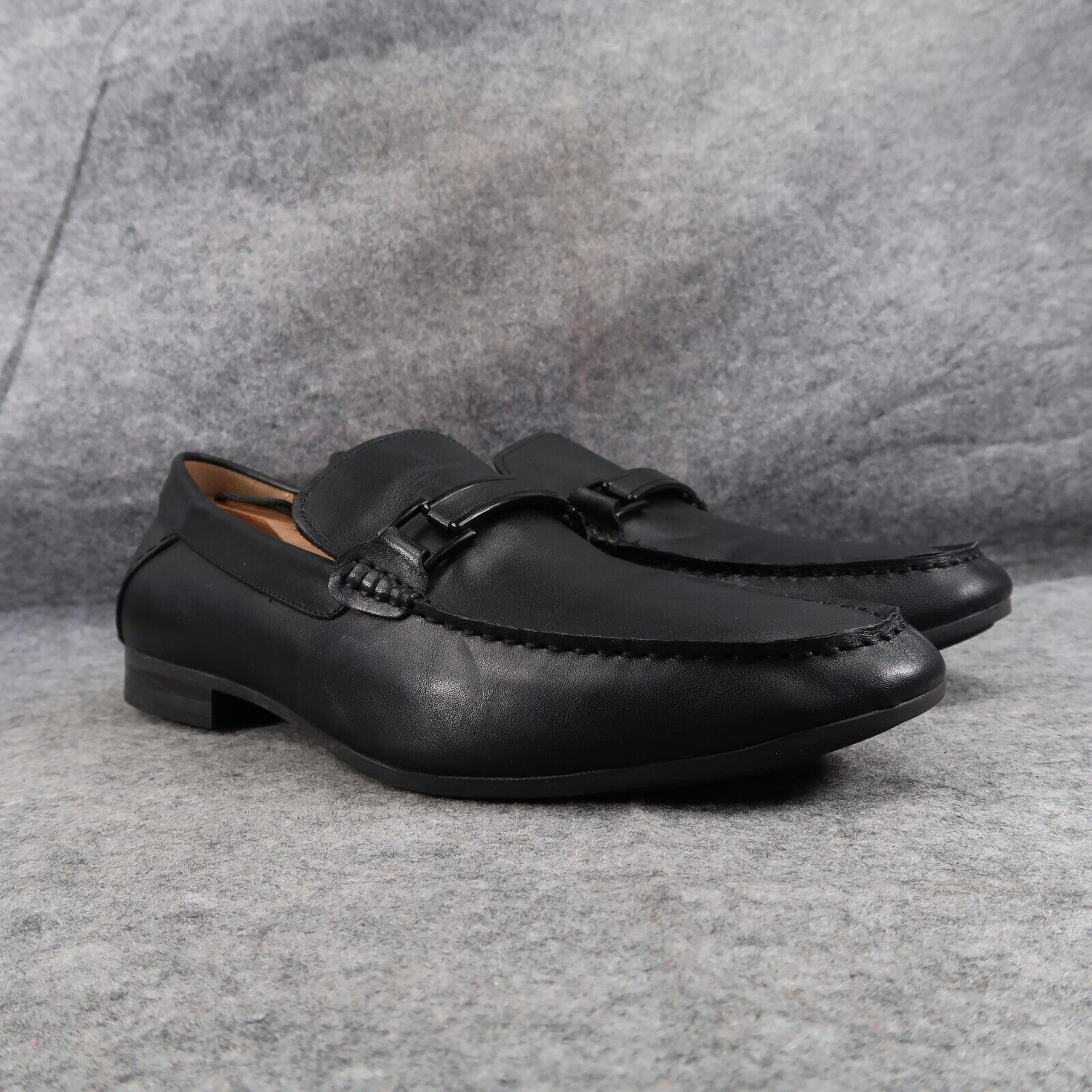 Shoes Mens 11.5 Loafer Moc Classic Slip On Black Leather Lifestyle - Steve Madden